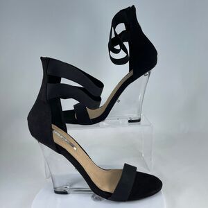 LILIANA Esso-6 Clear Wedge Heels – Black | Women's 10